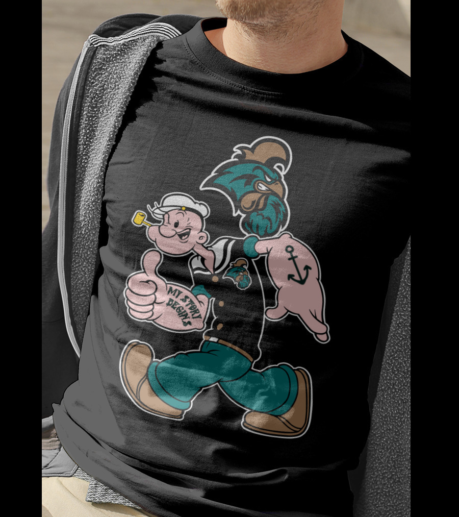 Coastal Carolina Chanticleers My Story Designs Anchor Logo Popeye Theme T-Shirt