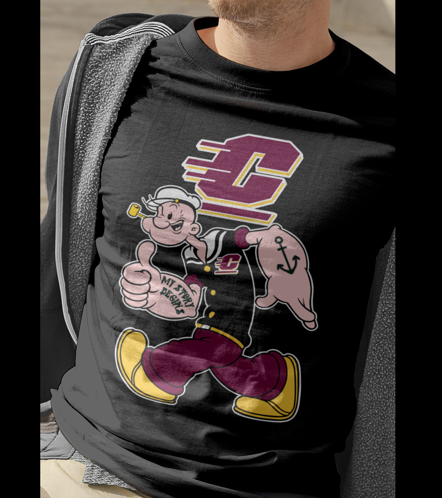 Popeye Thumbs Up My Story Begins Central Michigan Chippewas T-Shirt