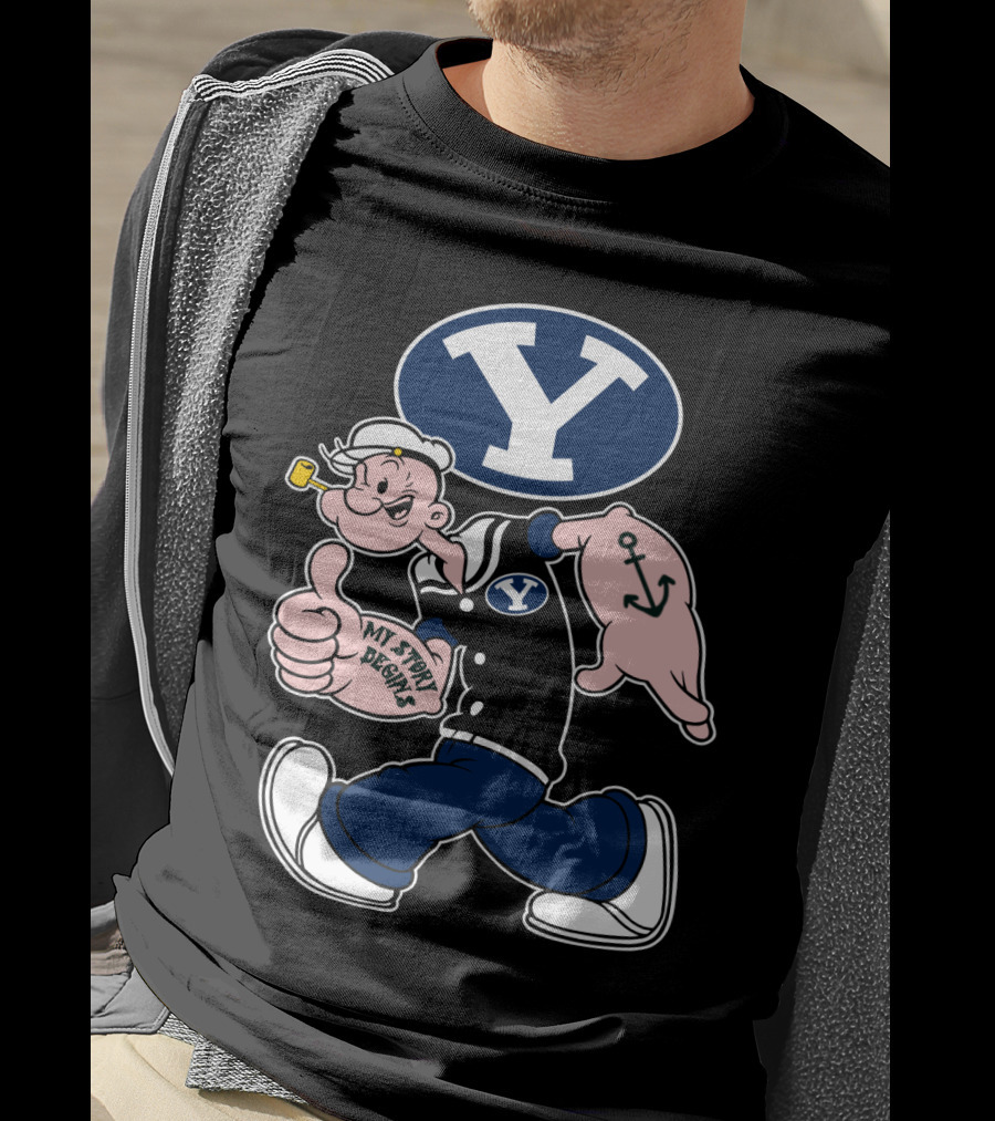 Byu Cougars Y Logo My Story Begins Popeye Sailor Anchor T-Shirt