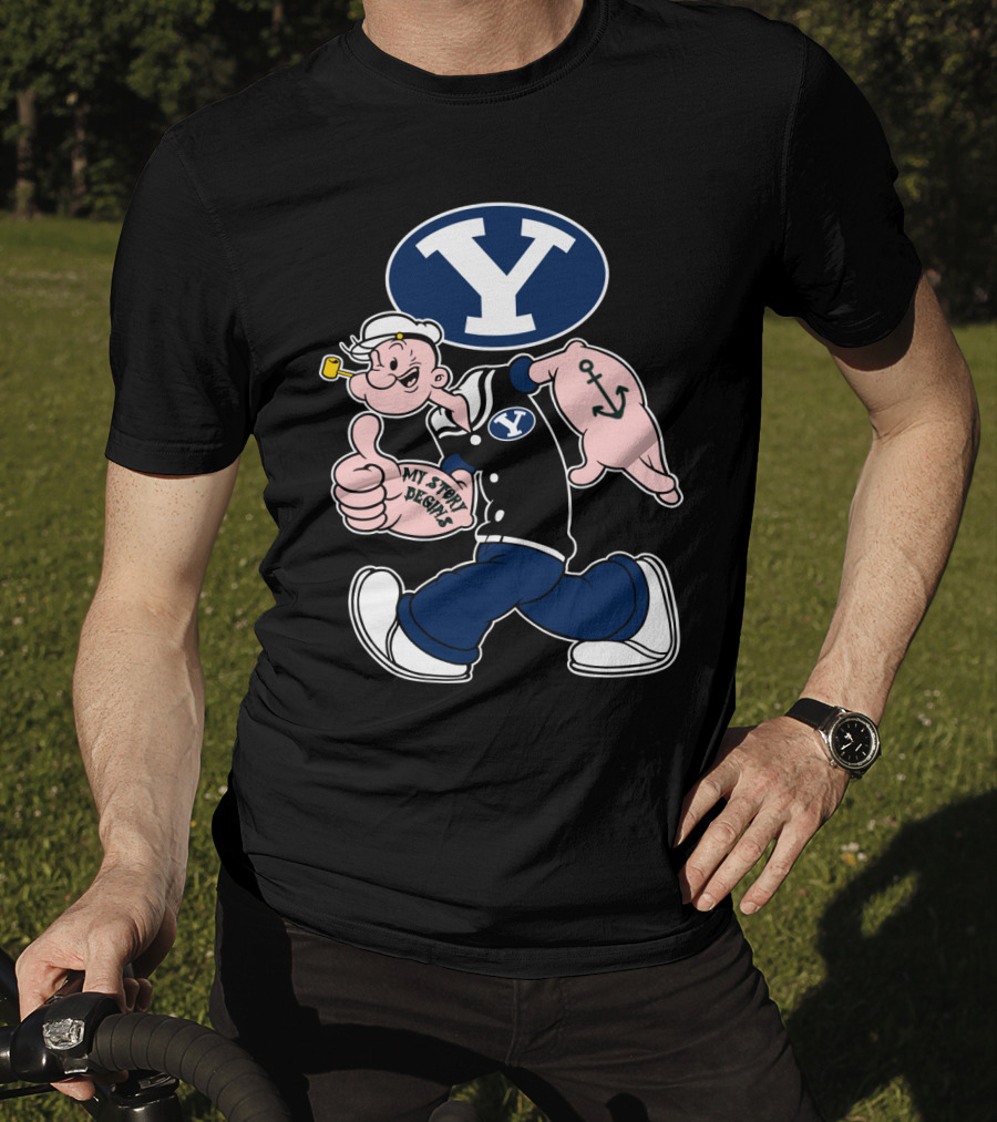 Byu Cougars Y Logo My Story Begins Popeye Sailor Anchor T-Shirt