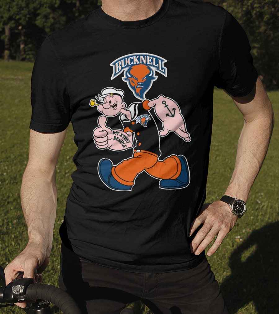 Bucknell Bison Popeye My Story Begins Anchors T-Shirt