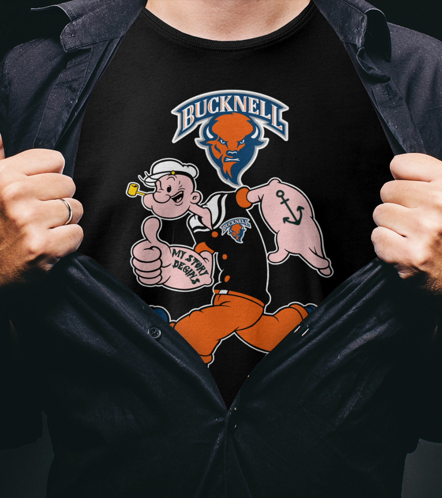 Bucknell Bison Popeye My Story Begins Anchors T-Shirt