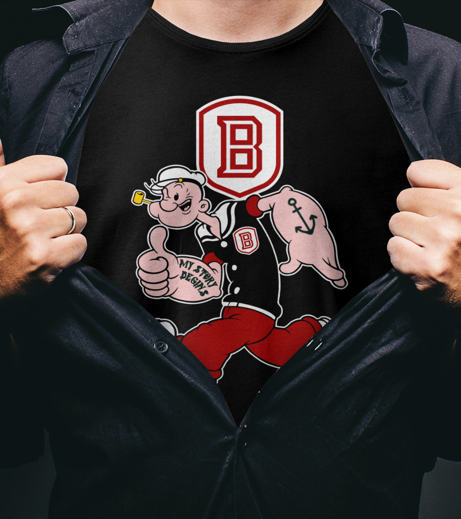 Popeye Thumbs Up Bradley Braves My Story Designs Anchor Tattoo T-Shirt