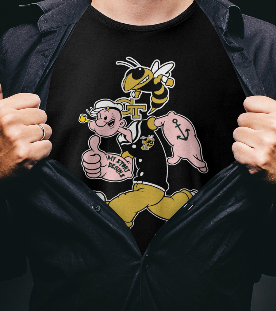 Georgia Tech Yellow Jackets Buzz And Sailor Character T-Shirt