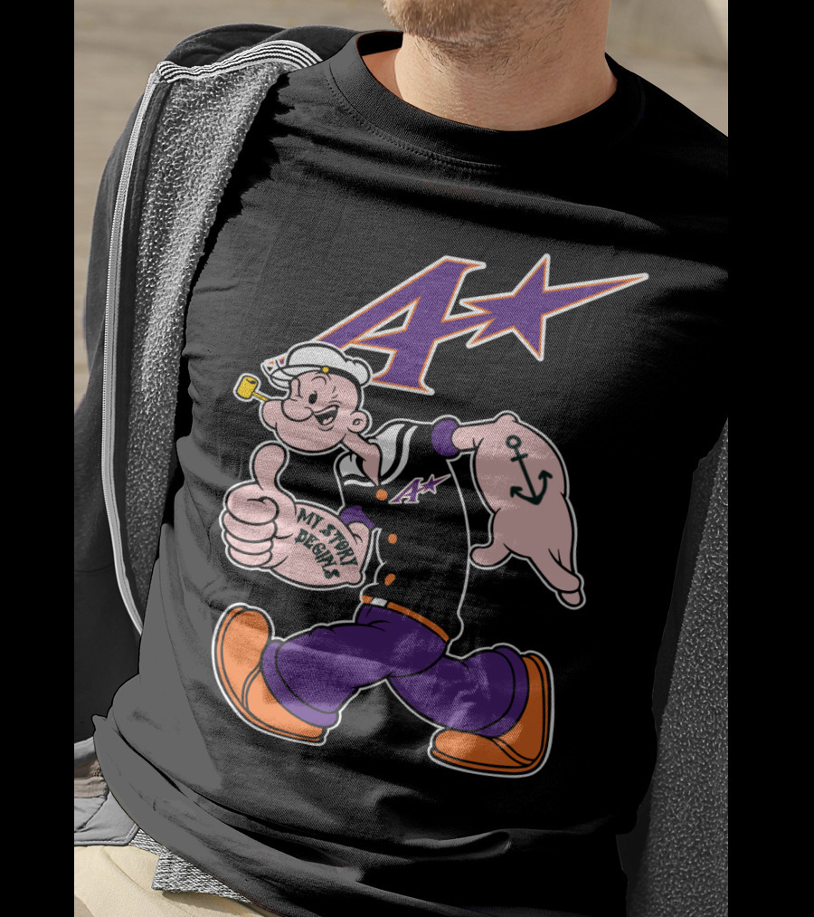 Popeye Purple Aces Evansville My Story Designs Anchor T-Shirt