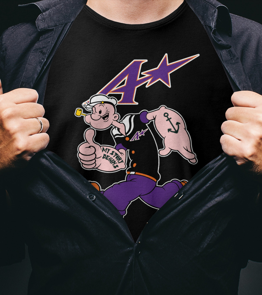 Popeye Purple Aces Evansville My Story Designs Anchor T-Shirt