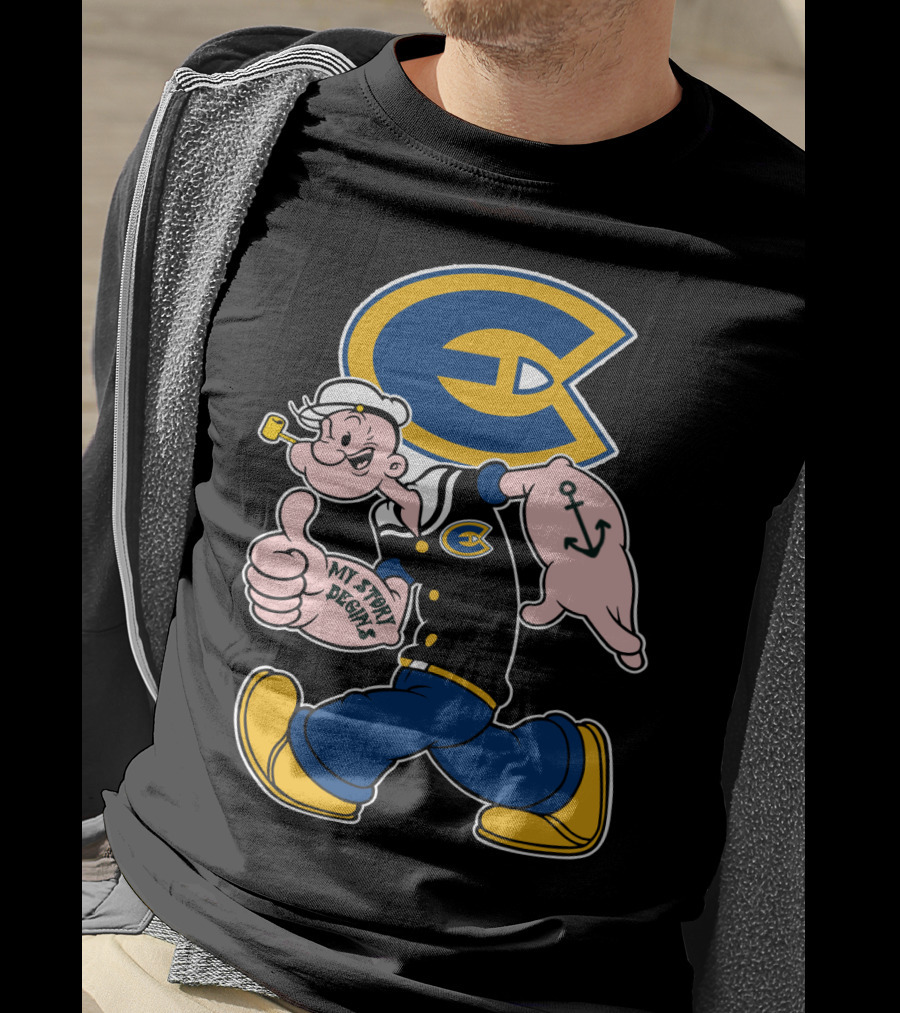 Eau Claire Blugolds Popeye Character With Anchor And Classic Navy Outfit T-Shirt