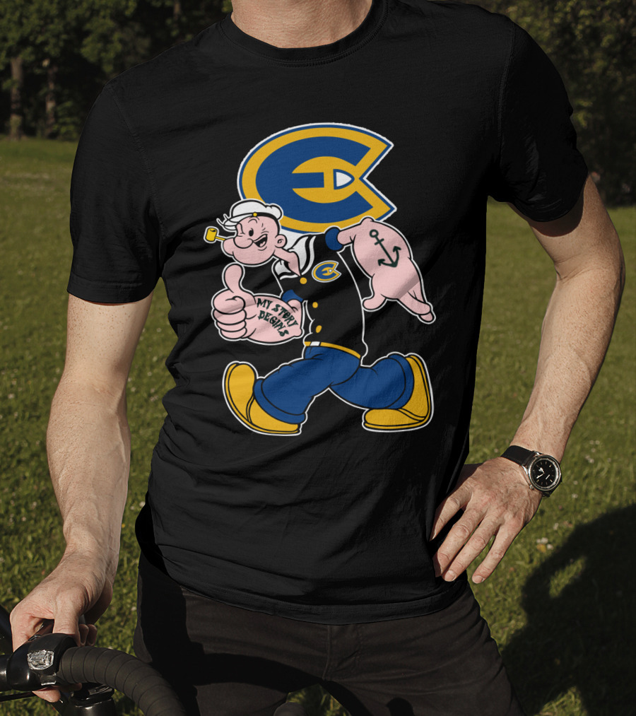 Eau Claire Blugolds Popeye Character With Anchor And Classic Navy Outfit T-Shirt
