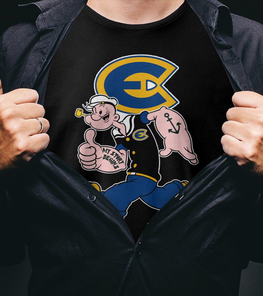 Eau Claire Blugolds Popeye Character With Anchor And Classic Navy Outfit T-Shirt