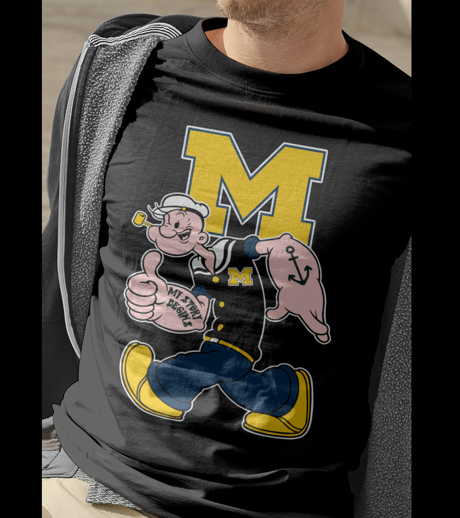 M Michigan Wolverines Popeye My Story Begins T-Shirt