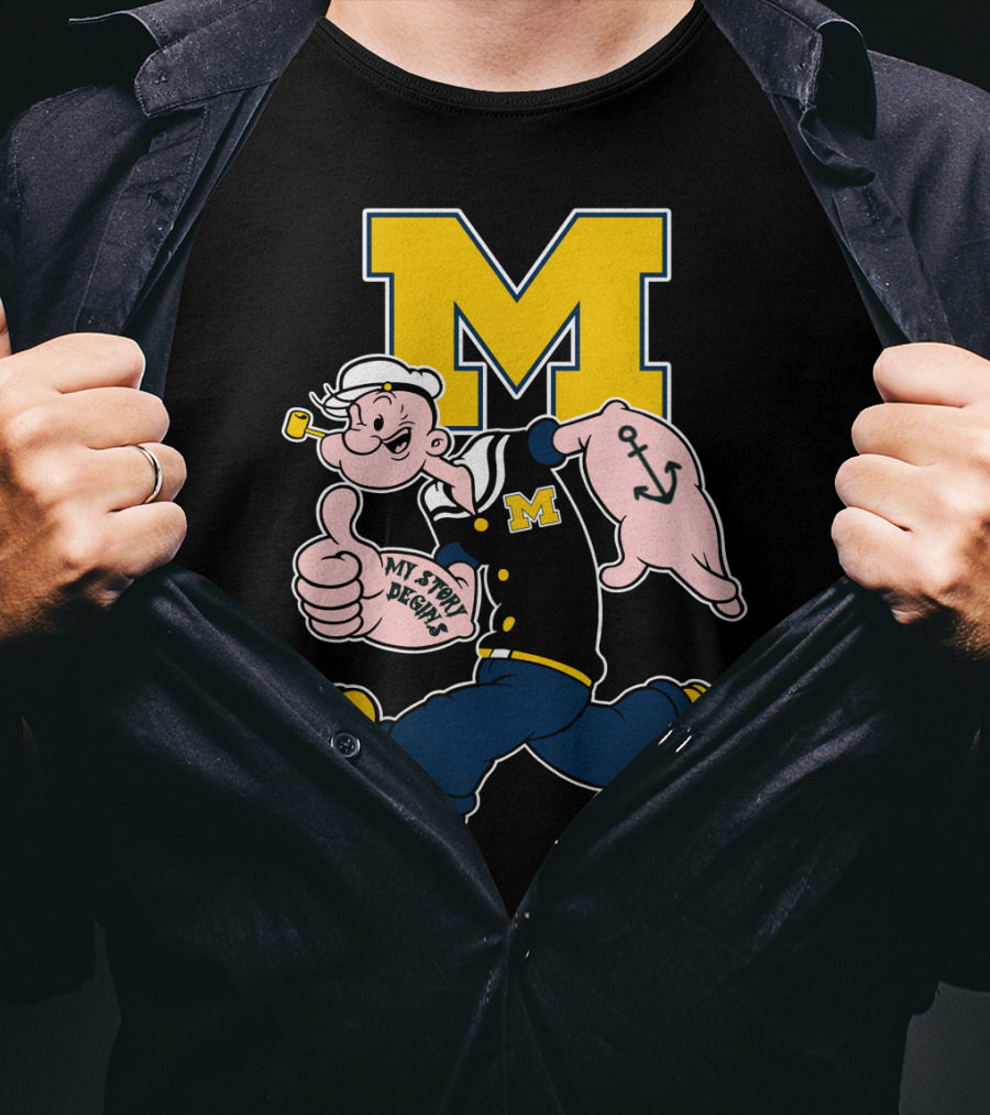 M Michigan Wolverines Popeye My Story Begins T-Shirt