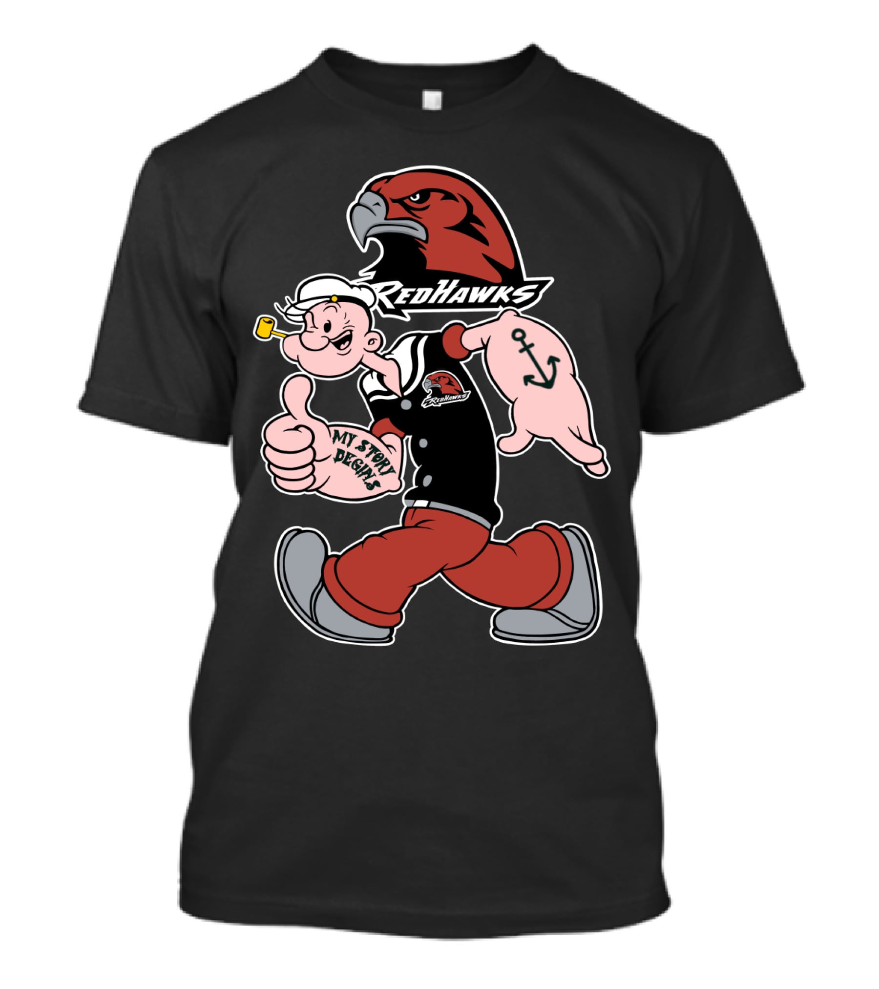 Redhawks Popeye Thumbs Up Sailor Tattoo T-Shirt