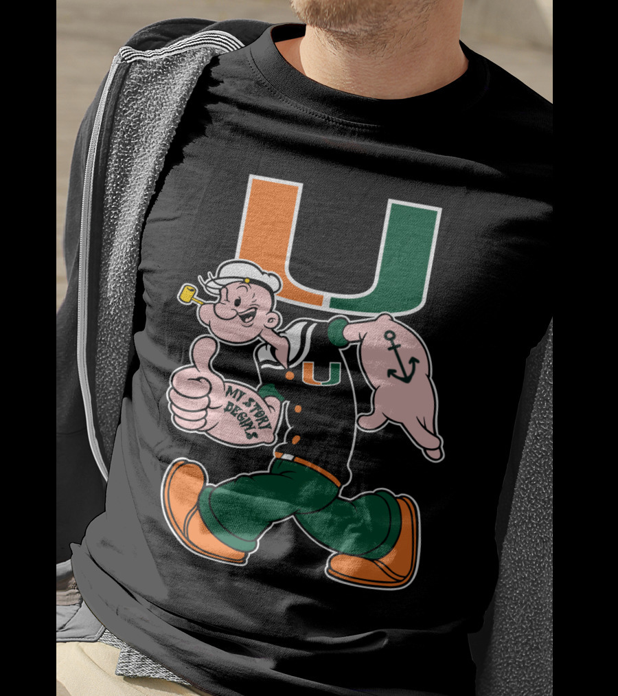 Miami Hurricanes My Story Designs Popeye Anchor T-Shirt