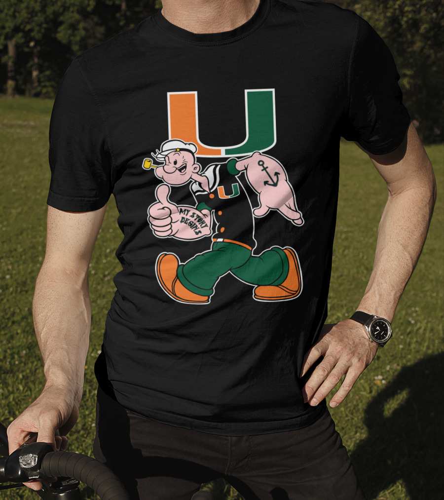 Miami Hurricanes My Story Designs Popeye Anchor T-Shirt