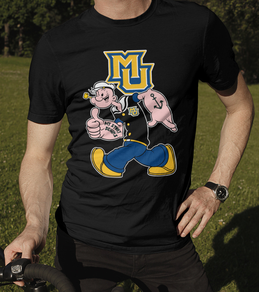 Mu Marquette Golden Eagles My Story Begins Popeye Sailor Character T-Shirt