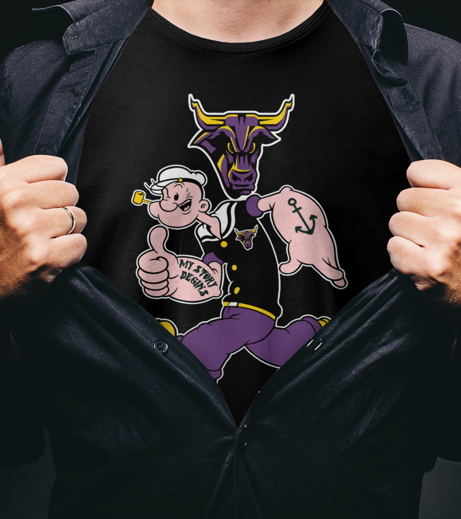 Mankato Mavericks My Story Begins Anchor Popeye Bull T-Shirt