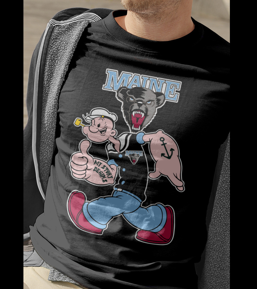 Maine Black Bears My Story Begins Popeye Crossover T-Shirt