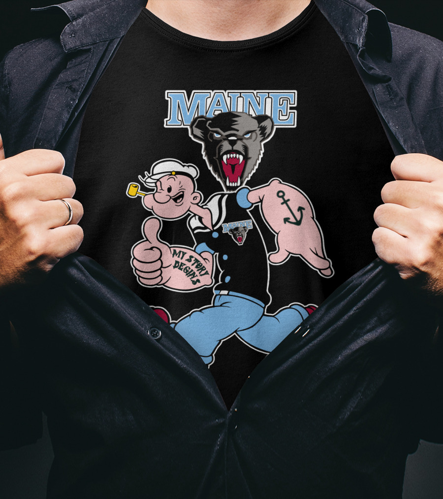 Maine Black Bears My Story Begins Popeye Crossover T-Shirt