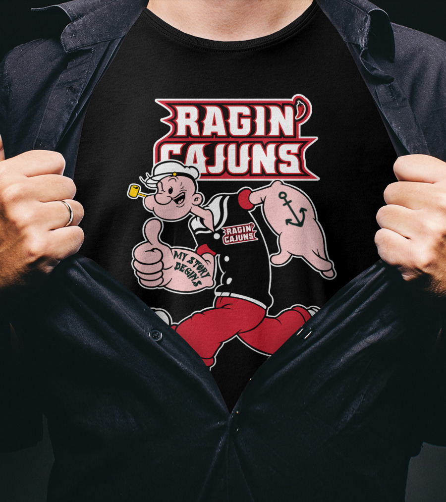 Ragin' Cajuns My Story Begins Character With Anchor Symbol T-Shirt