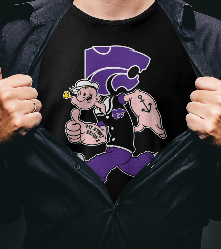 My Story Designs Kansas State Wildcats Popeye Anchor T-Shirt