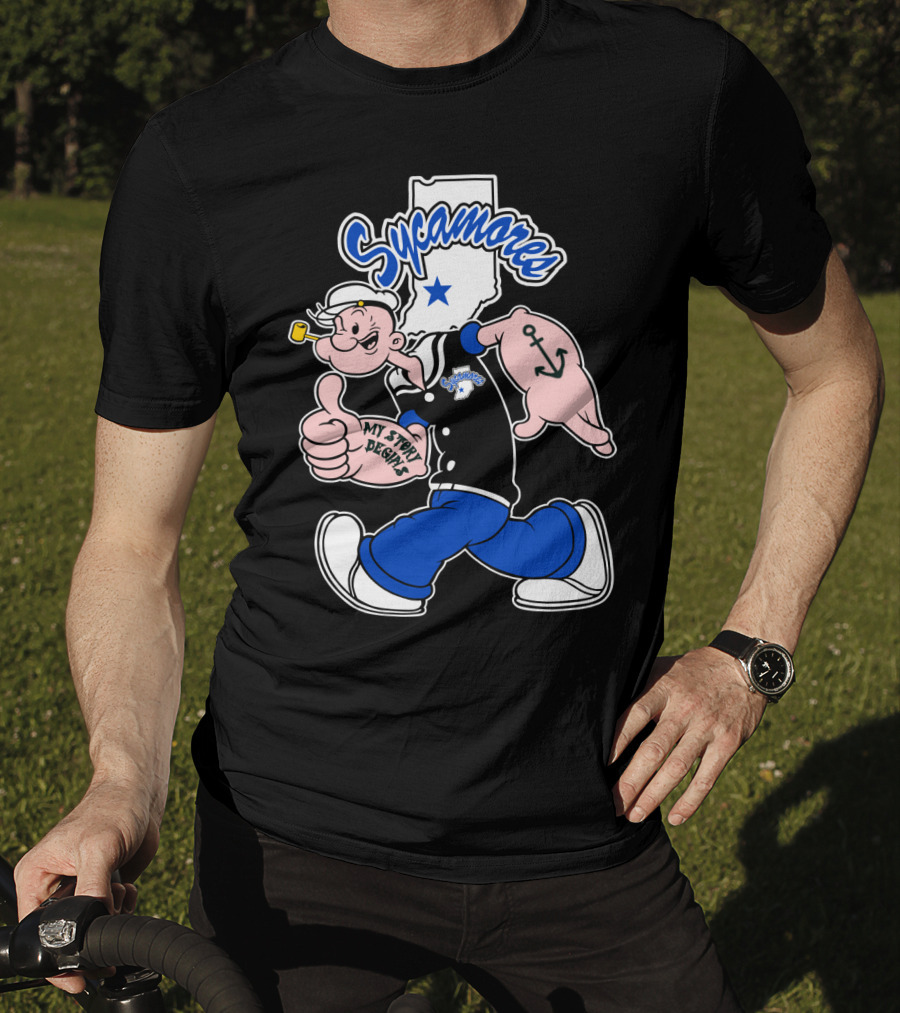 Sycamore Indiana State Sycamores My Story Begins Popeye Anchor T-Shirt
