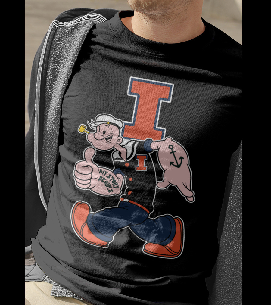 Popeye Thumbs Up Anchored Tattoo 262 Illinois Fighting Illini T-Shirt