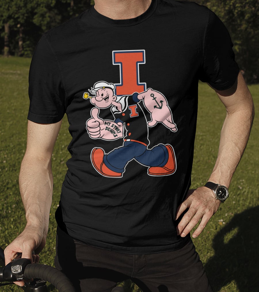 Popeye Thumbs Up Anchored Tattoo 262 Illinois Fighting Illini T-Shirt