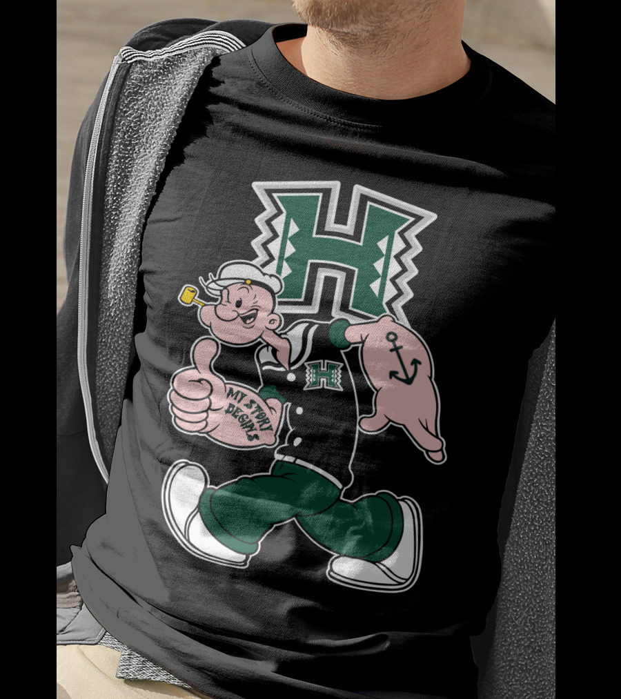 Hawai'i Rainbow Warriors My Story Begins H Logo Popeye Anchor T-Shirt
