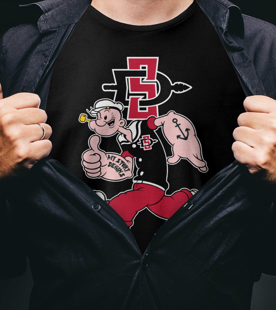 San Diego State Aztecs Popeye My Story Begins Anchor T-Shirt