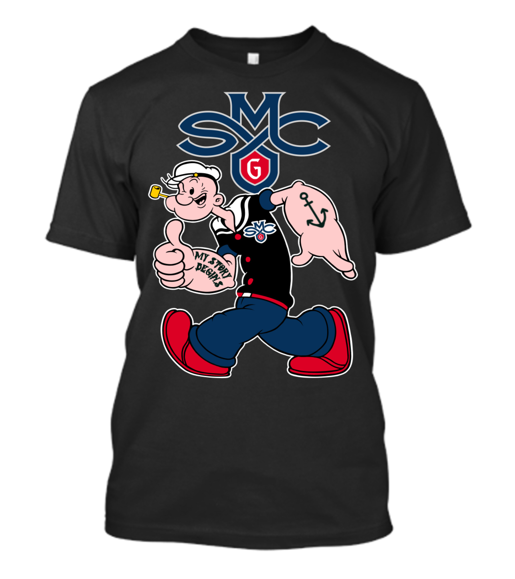 Smc Gaels Popeye My Story Begins Anchor 289 T-Shirt