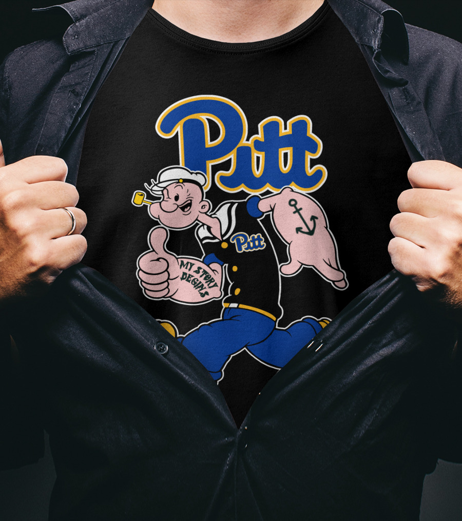 Pitt Panthers Sailor Character Thumbs Up Anchor Tattoo T-Shirt