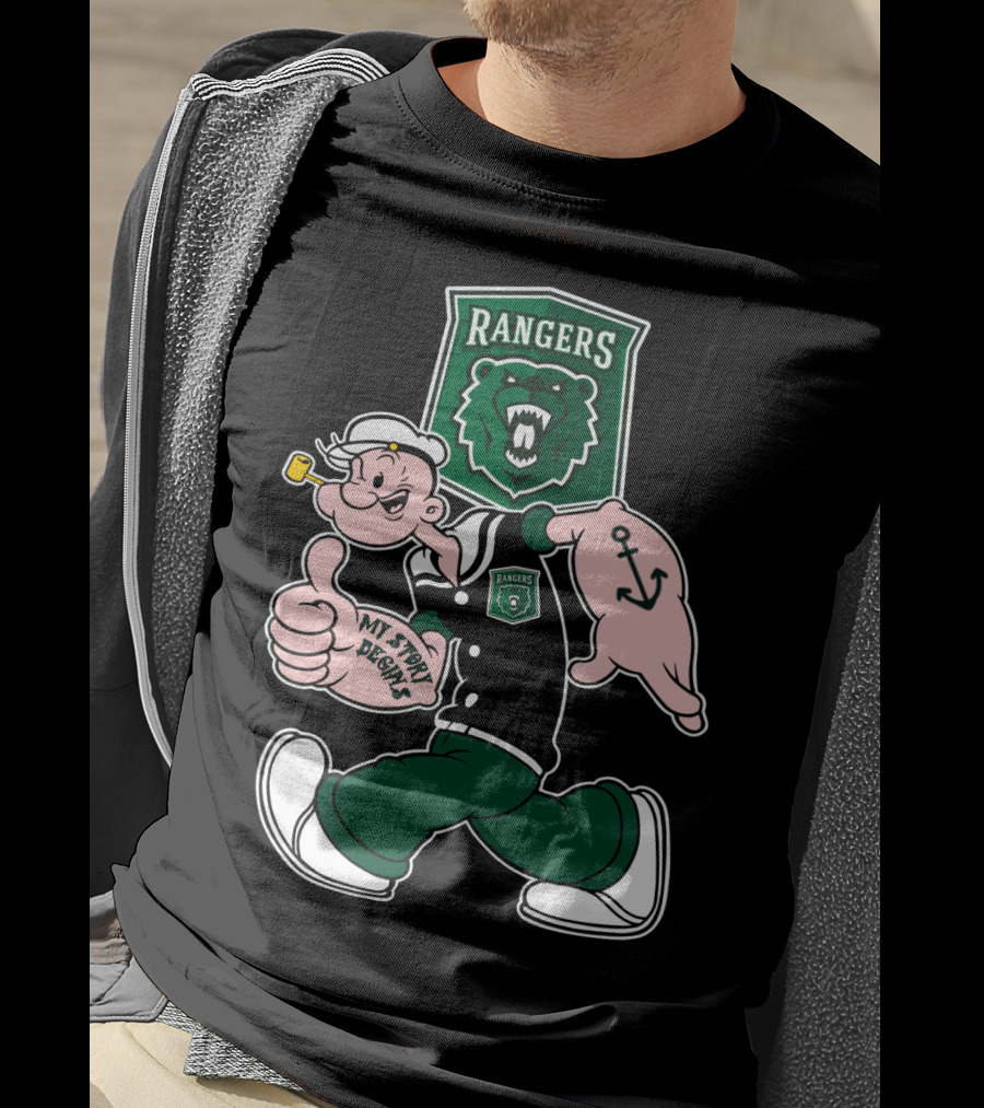 Parkside Rangers My Story Begins Popeye Cartoon Bear Anchor T-Shirt