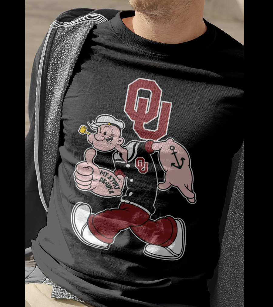 Ou Oklahoma Sooners Popeye Anchor Thumbs Up T-Shirt