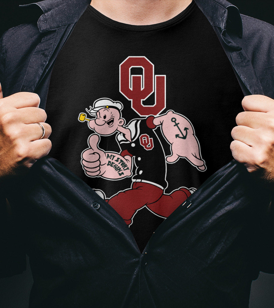 Ou Oklahoma Sooners Popeye Anchor Thumbs Up T-Shirt