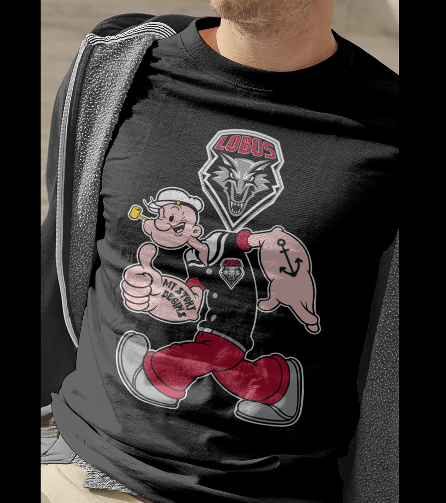 New Mexico Lobos Popeye And Wolf Logo My Story Begins T-Shirt