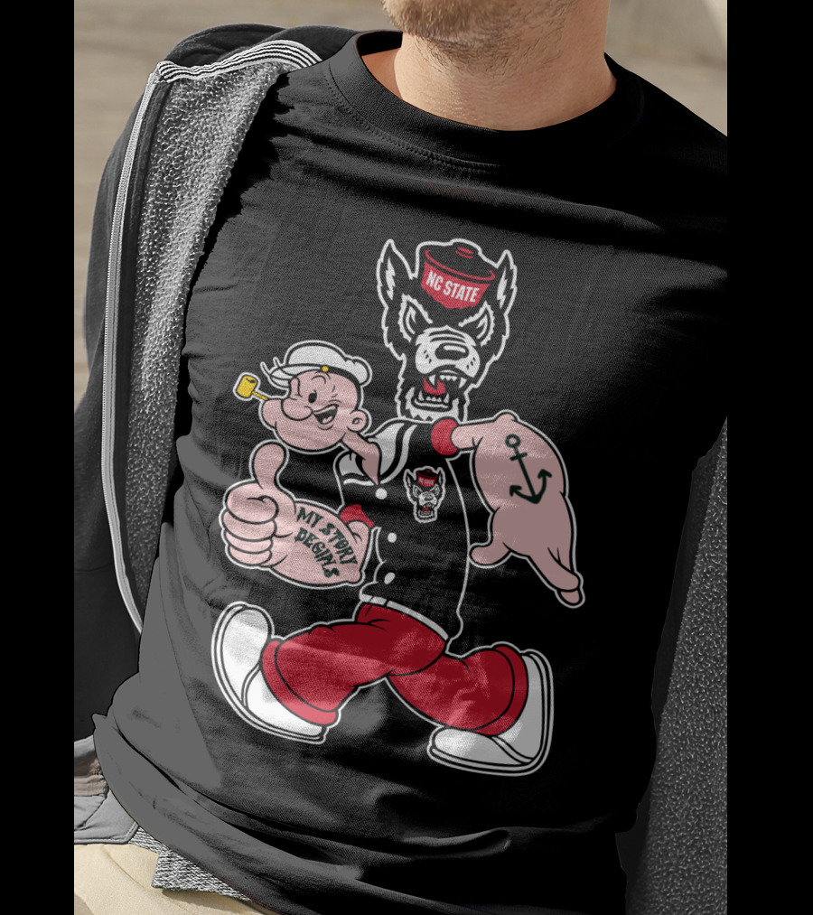 Nc State Wolfpack Popeye Mashup By My Story Designs T-Shirt