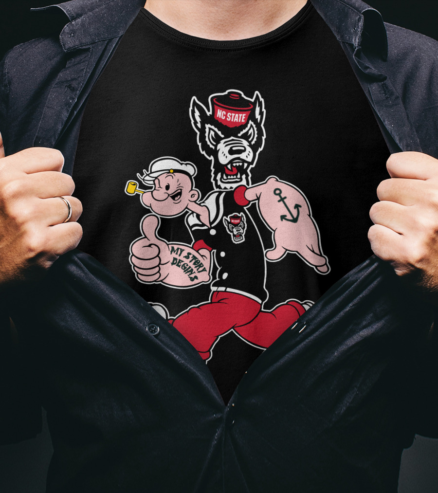 Nc State Wolfpack Popeye Mashup By My Story Designs T-Shirt