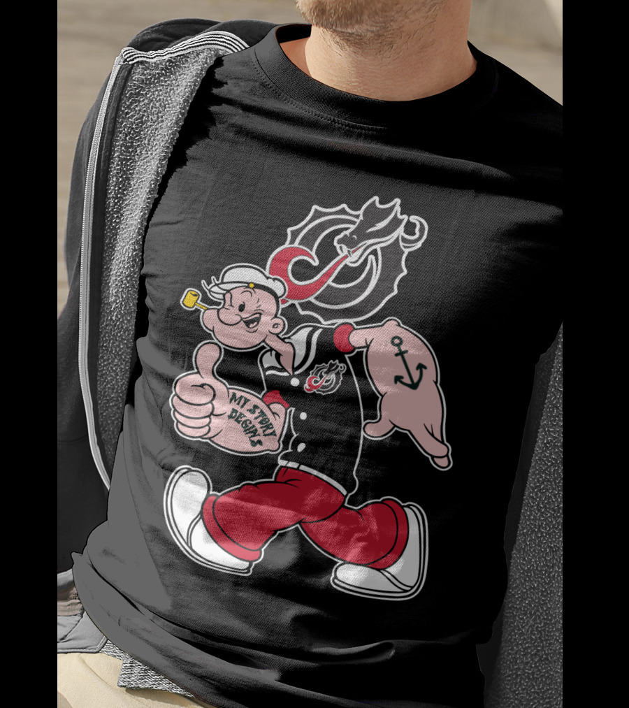 Moorhead State Dragons My Story Designs Popeye Anchor Tattoo T-Shirt