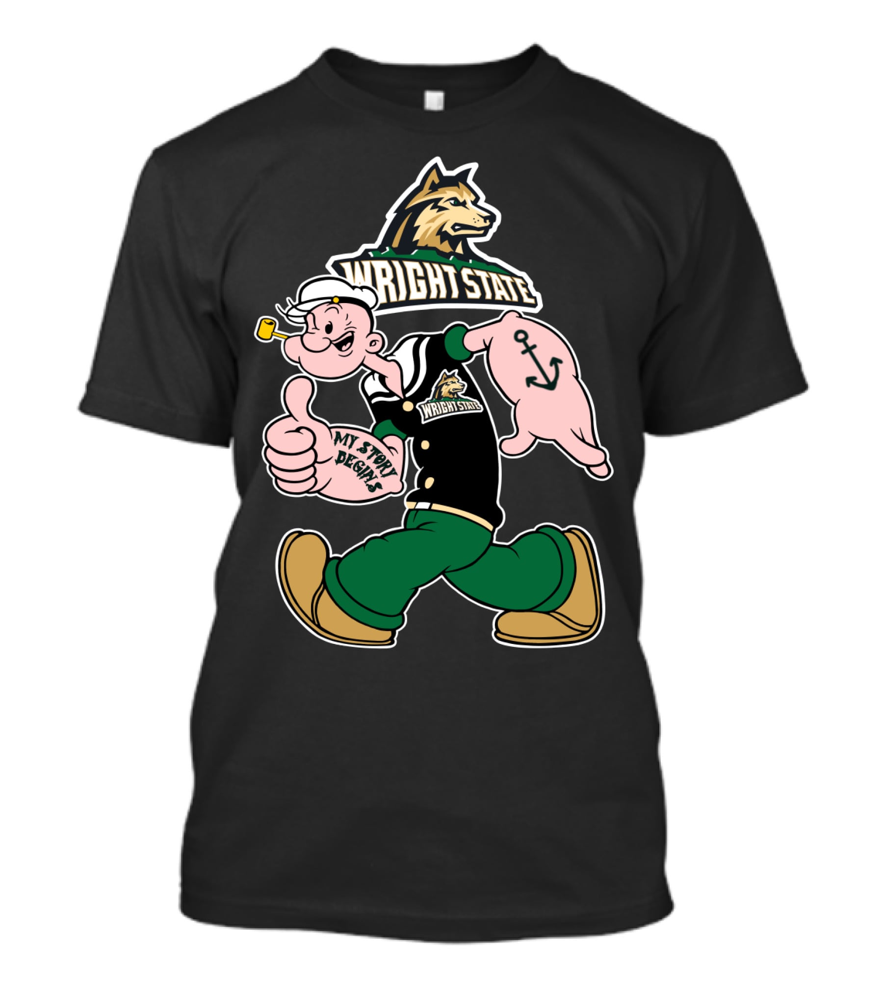 Wright State Raiders Sailor Character Thumbs Up My Story Begins T-Shirt