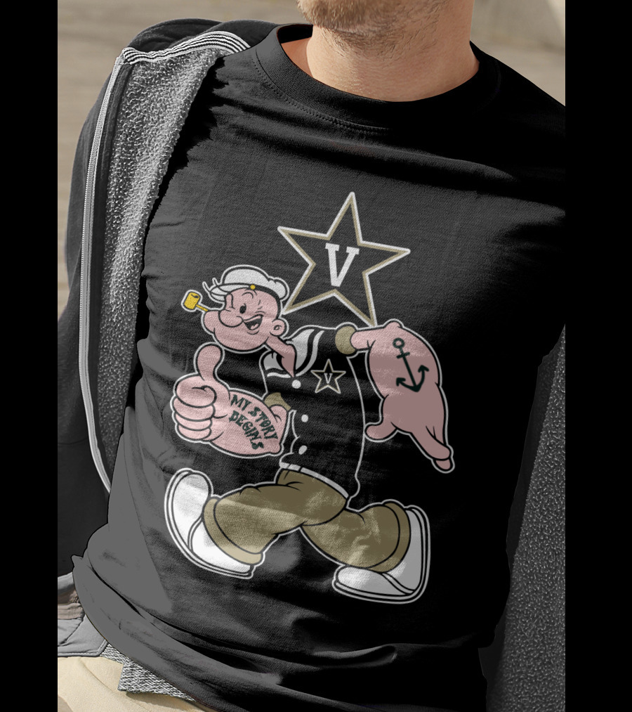 Vanderbilt Commodores V Star Popeye My Story Designs T-Shirt