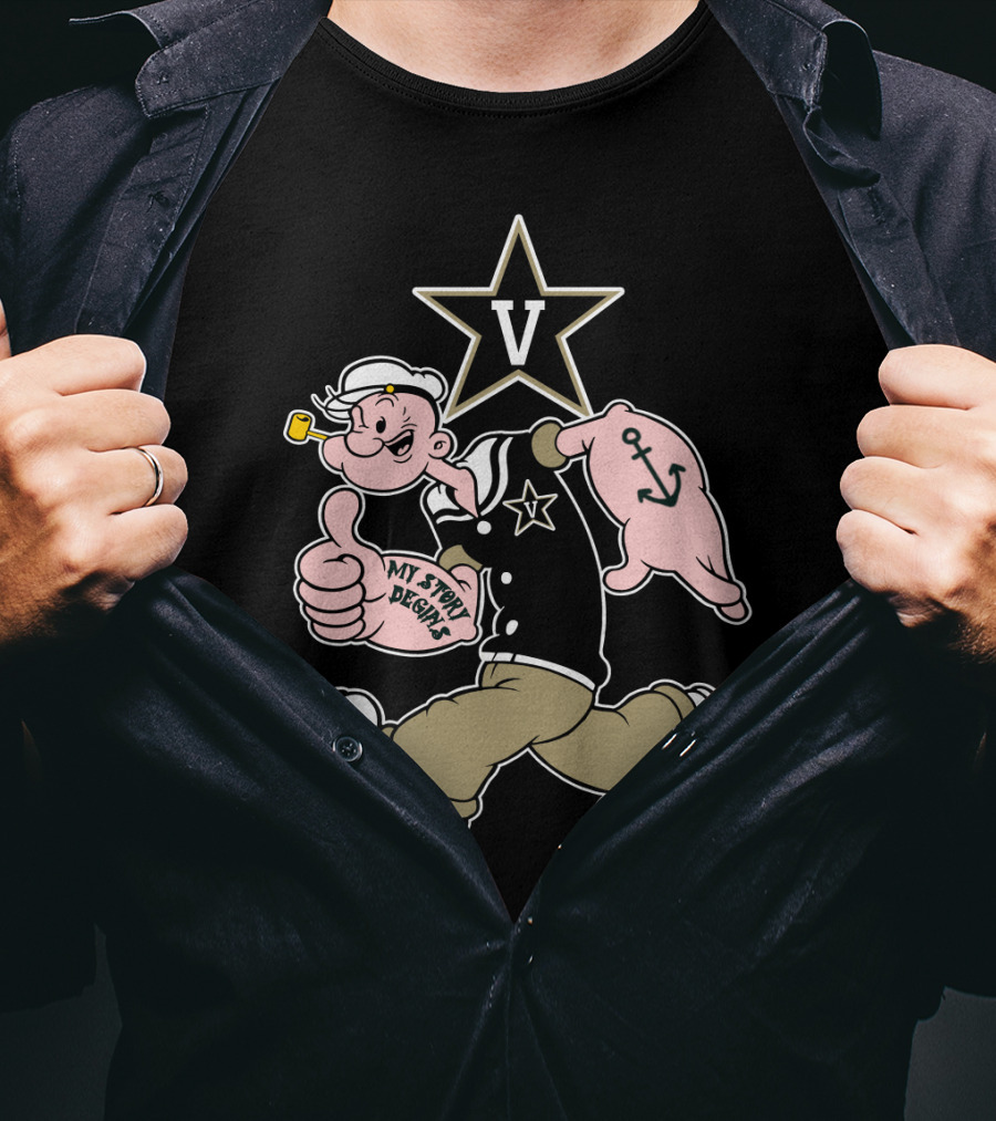 Vanderbilt Commodores V Star Popeye My Story Designs T-Shirt