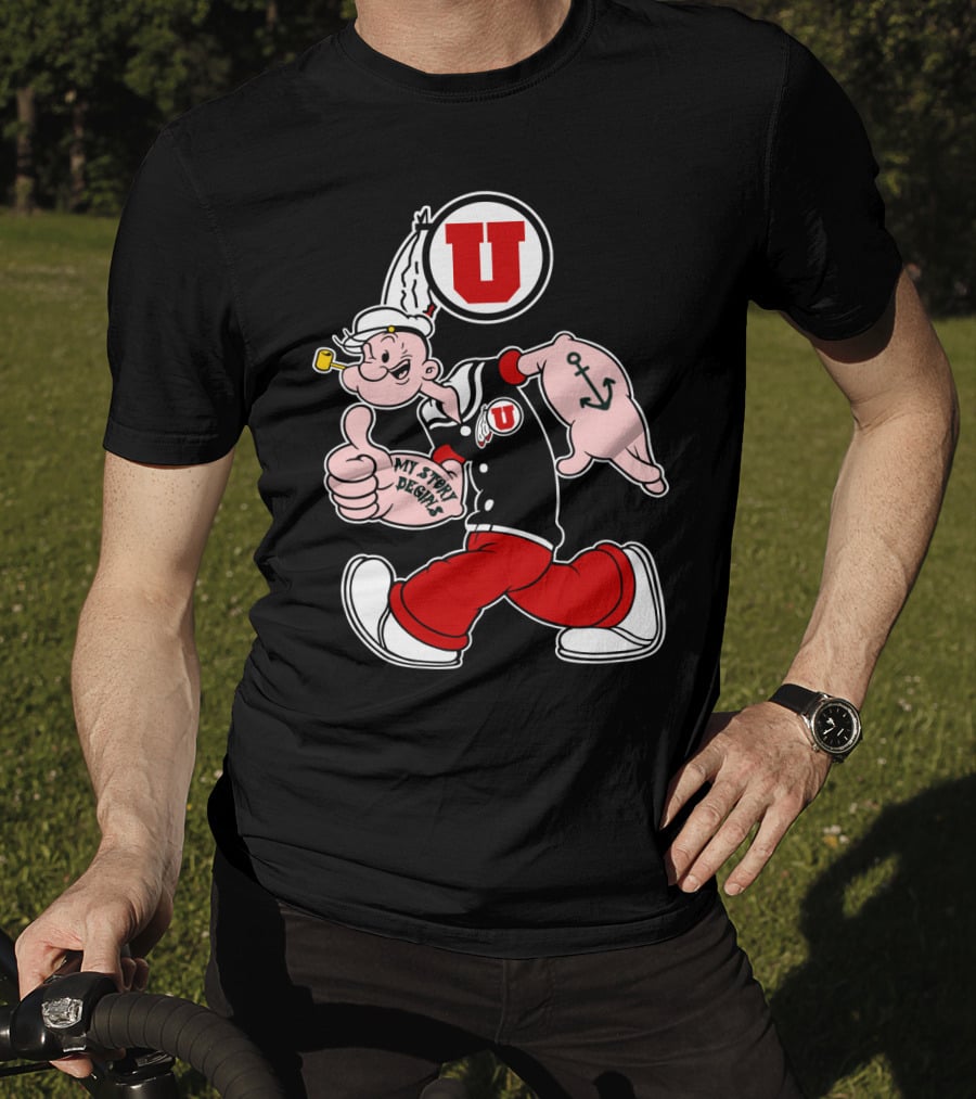 Utah Utes Popeye Thumbs Up Anchor Tattoo U T-Shirt