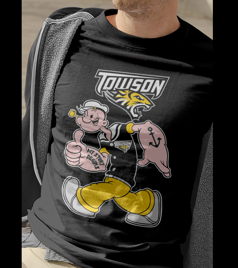 Towson Tigers My Story Designs Popeye Anchor T-Shirt