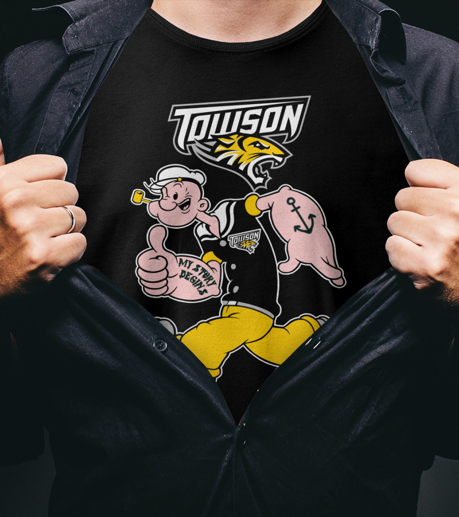 Towson Tigers My Story Designs Popeye Anchor T-Shirt