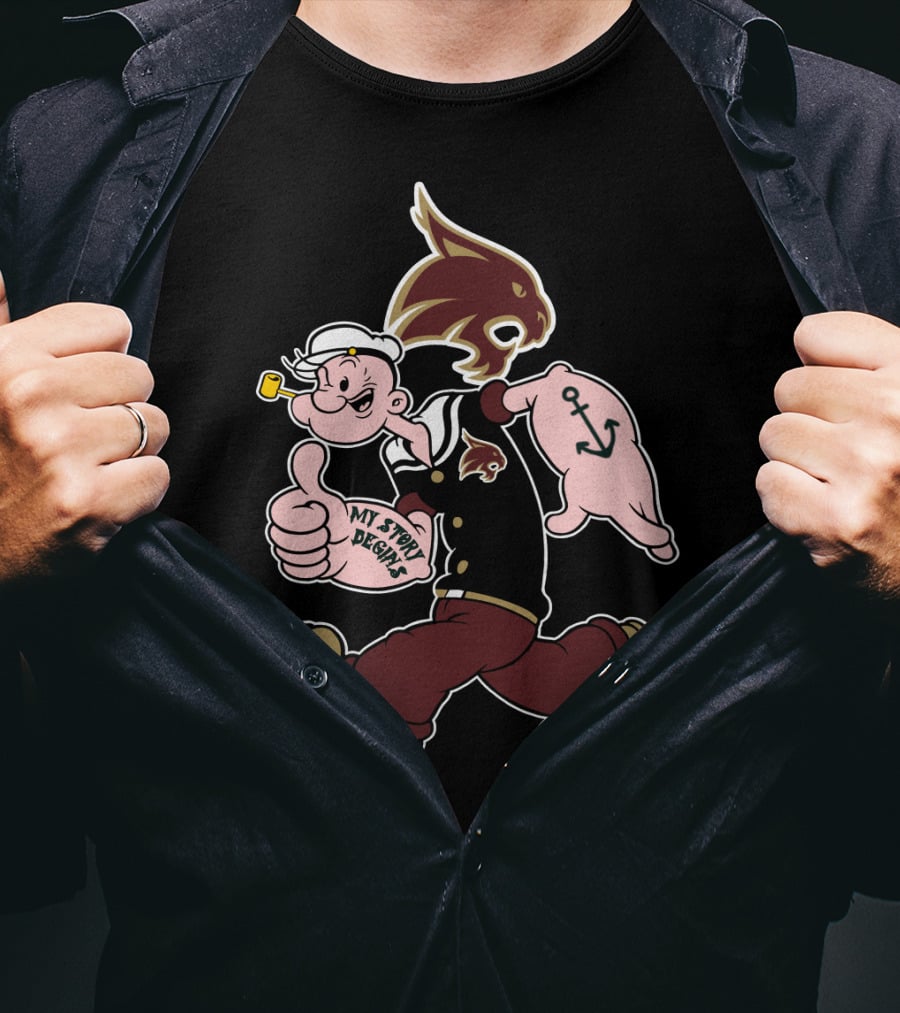 Texas State Bobcats My Story Begins 384 Retro Sailor Character T-Shirt