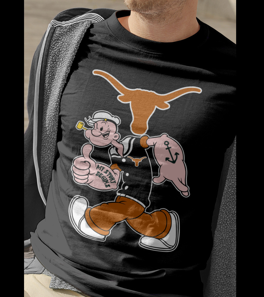 My Story Designs Texas Longhorns Popeye Anchored Thumbs Up T-Shirt