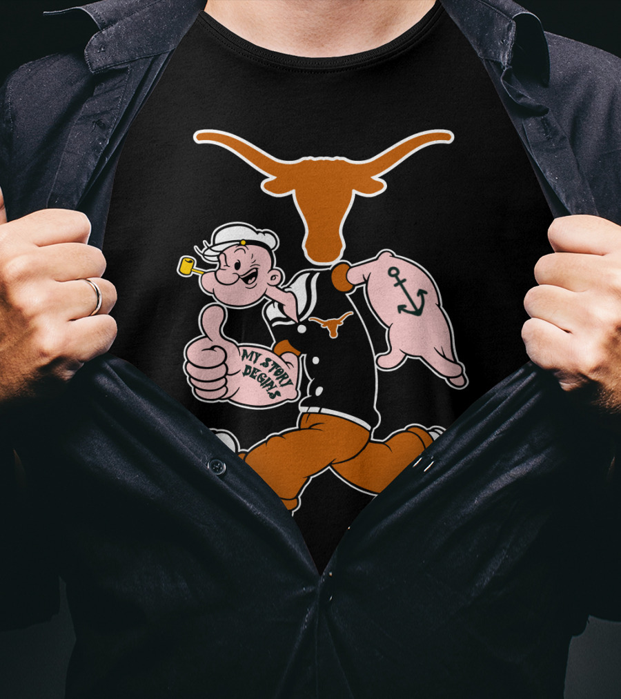 My Story Designs Texas Longhorns Popeye Anchored Thumbs Up T-Shirt