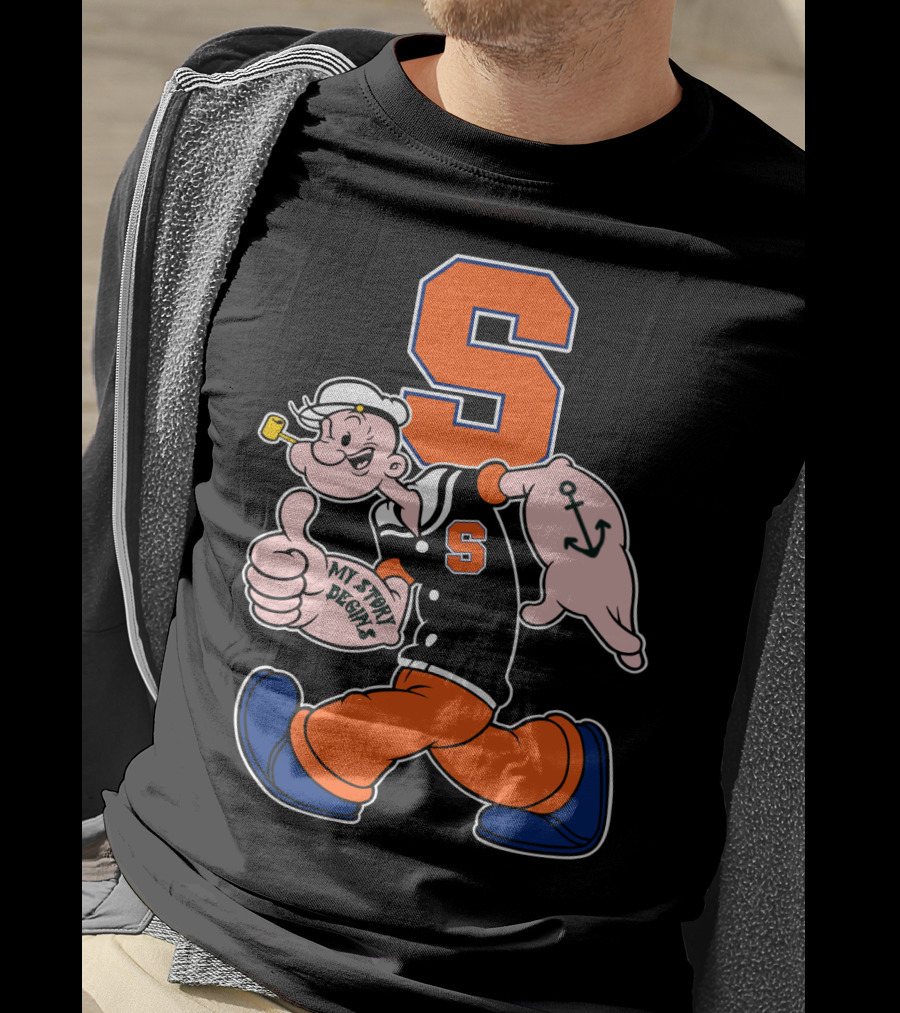 Syracuse Orange Popeye Thumbs Up Anchor Tattoo Walking My Story Designs T-Shirt