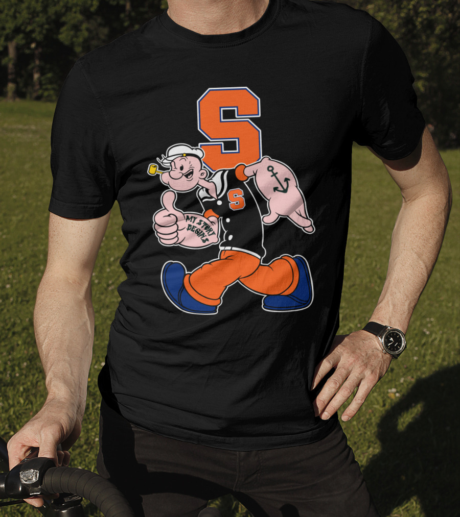 Syracuse Orange Popeye Thumbs Up Anchor Tattoo Walking My Story Designs T-Shirt