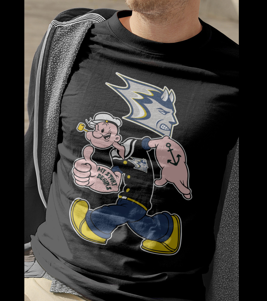 Stout Blue Devils Popeye My Story Designs Anchor T-Shirt